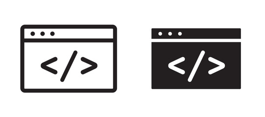 Web Code icons in outline and stroke versions