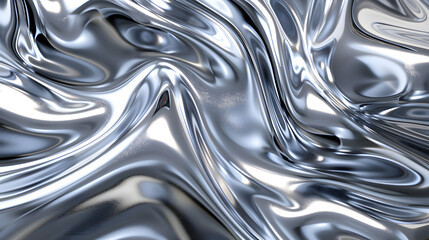 Silver metal fluid, glossy flowing chrome mirror water effect, generative ai