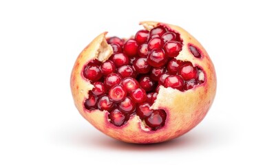 Freshly cut pomegranate with juicy seeds