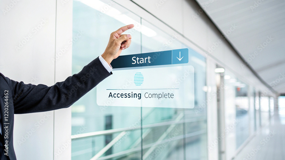 Poster ai generate accessing complete action modern office digital signage business environment close-up vi