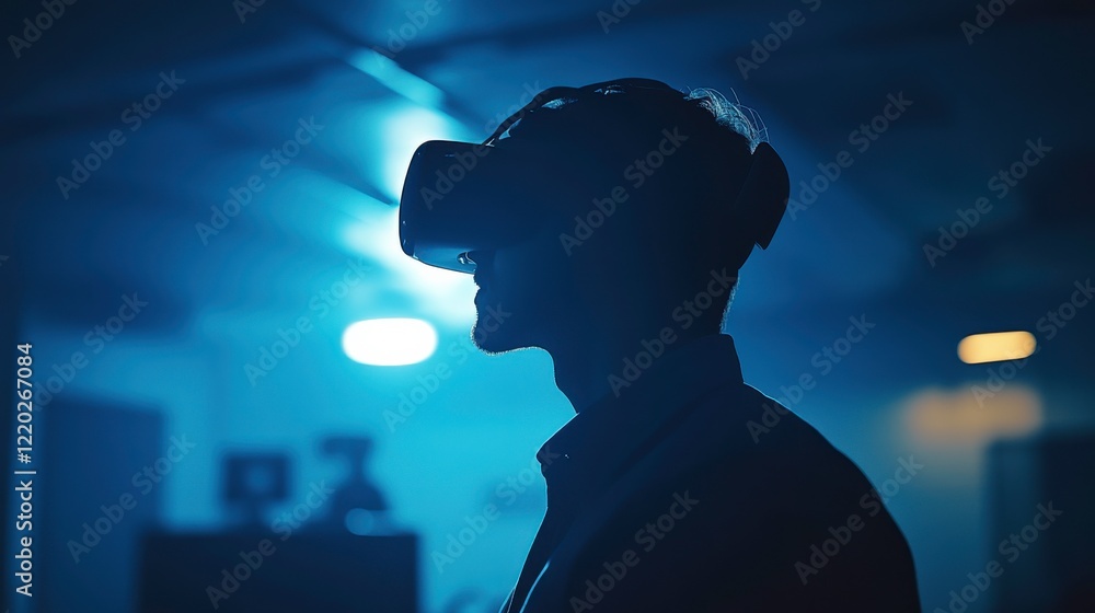 Poster virtual reality training session with minimalist style