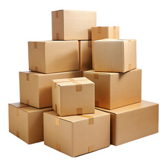 Fototapeta premium Stacked Cardboard Boxes Delivery Package Brown Pile Cargo Goods Image 