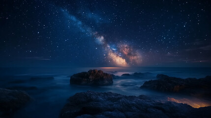Naklejka premium Milky Way Over Destin A Stunning Starry Night Along Florida’s Gulf Coast.