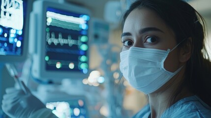 Healthcare Professional Monitoring Patient Vital Signs in a Modern Hospital Setting