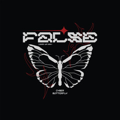 Cyber butterfly with streetwear vector design