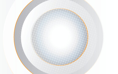 Abstract 3D circle papercut layer white background with gold line effect