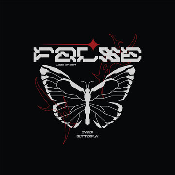 Cyber butterfly with streetwear vector design