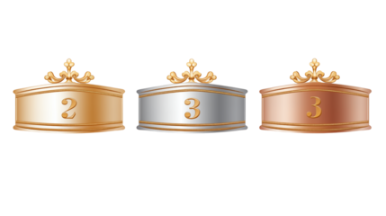 Elegant Gold Silver Bronze Award Podium Mockup isolated on transparent background