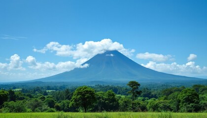 Fototapeta premium Majestic Volcano Rising Above Lush Green Landscape