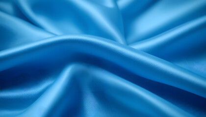 Smooth and Shiny Blue Silk Satin Fabric with Flowing Waves, High-Resolution 4K Close-Up for Luxury Fashion and Elegant Visual Projects.