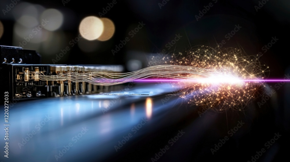 Poster futuristic technology data stream network connection innovation digital