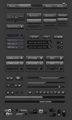 User interface button tool kit set geometric design grey tone technology control vector