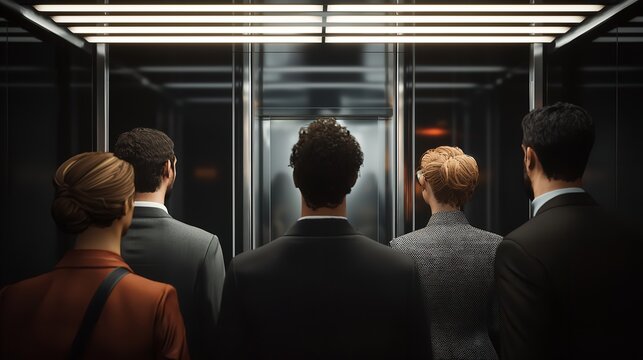 Business People in a Lift,-Generated 16K