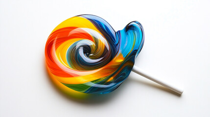 A single lollipop with bright colors on white