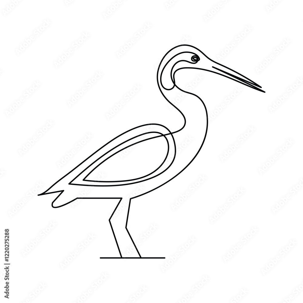 Poster flamingo bird continuous one line drawing of minimalist outline vector design