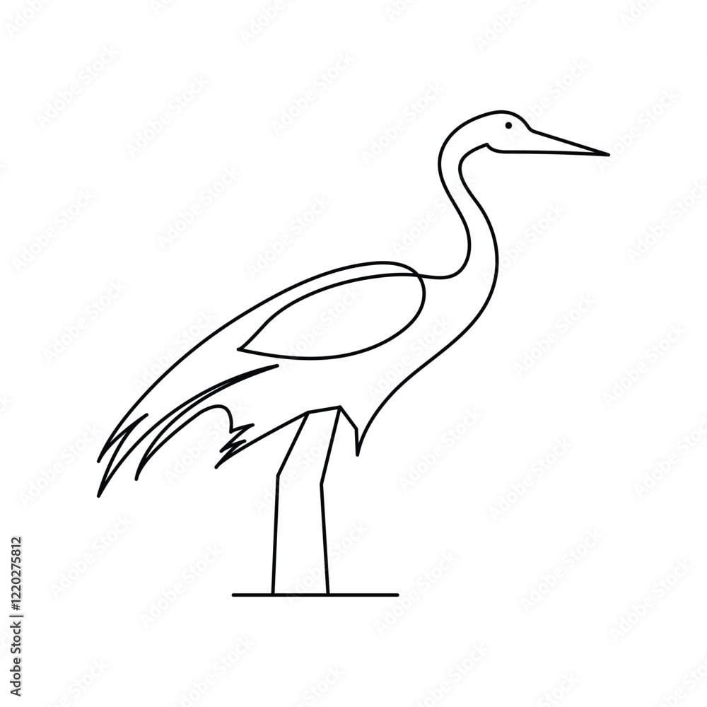 Poster flamingo bird continuous one line drawing of minimalist outline vector design