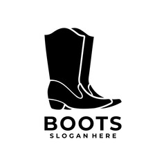 Black boots vector logo design. Boots shoes logo design illustration.