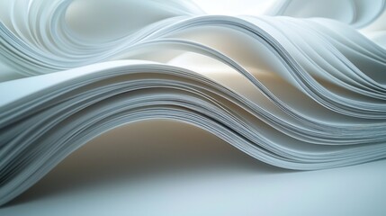 Obraz premium White folded material in wave pattern, used as background with shadows and light