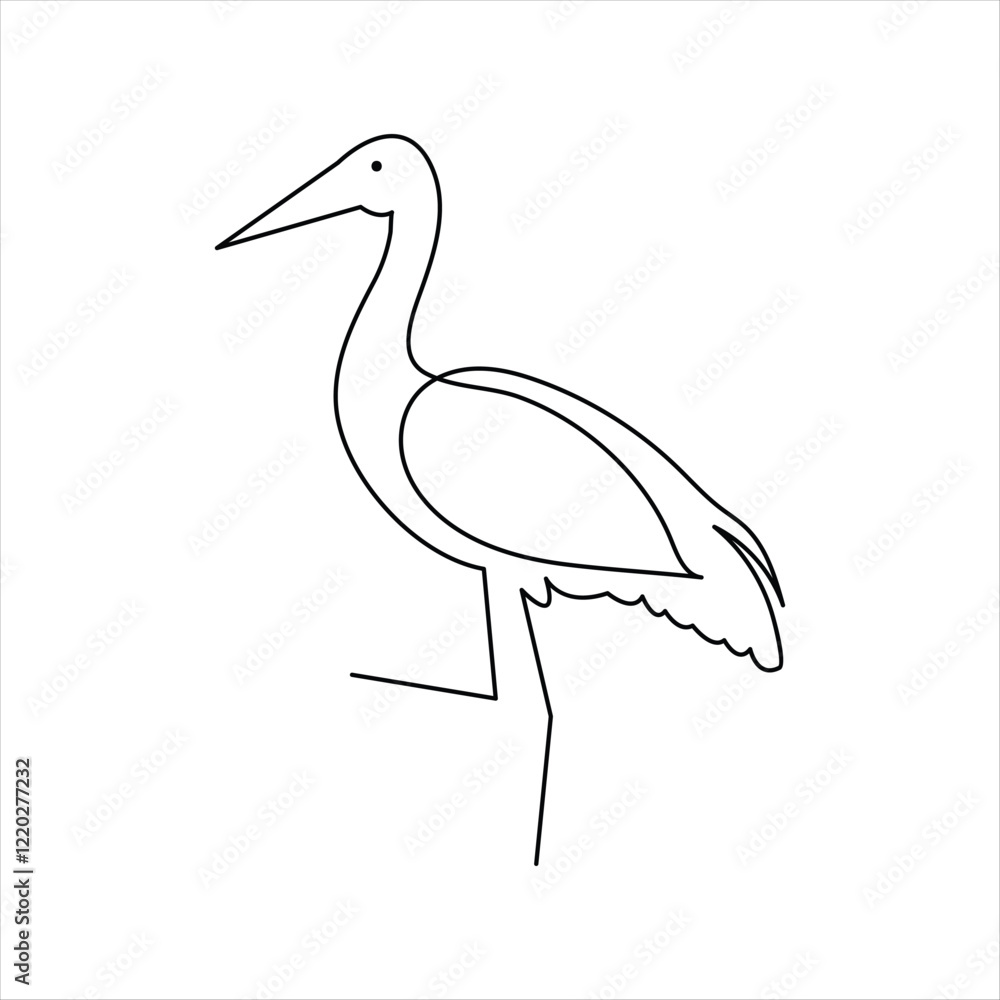 Poster flamingo bird continuous one line drawing of minimalist outline vector design
