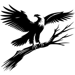 Obraz premium Silhouette of an eagle on a branch