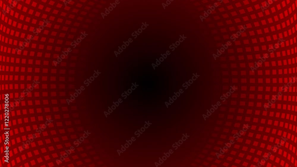 Poster red color rotating square shapes 3d tunnel with blank space modern design loop able geometrical back