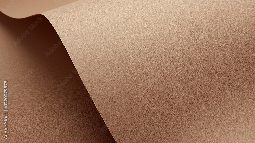 Poster minimalist close-up of textured brown paper with three-dimensional wavy folds. warm earthy tones and