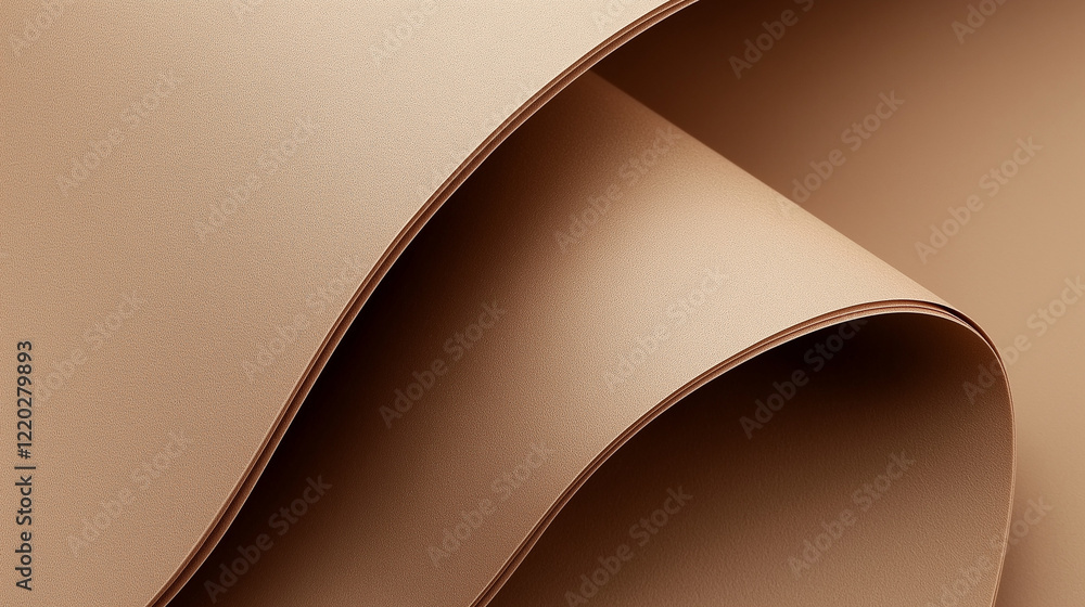 Poster minimalist close-up of textured brown paper with three-dimensional wavy folds. warm earthy tones and