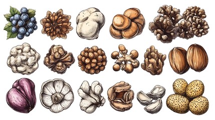 Obraz premium Assorted nuts and seeds collection for healthy eating or design