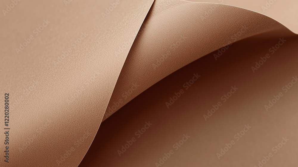 Poster minimalist close-up of textured brown paper with three-dimensional wavy folds. warm earthy tones and