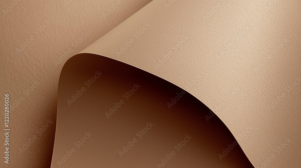 Poster minimalist close-up of textured brown paper with three-dimensional wavy folds. warm earthy tones and