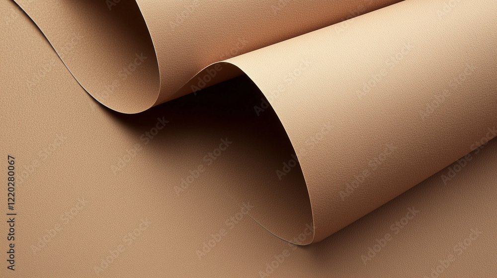 Poster minimalist close-up of textured brown paper with three-dimensional wavy folds. warm earthy tones and
