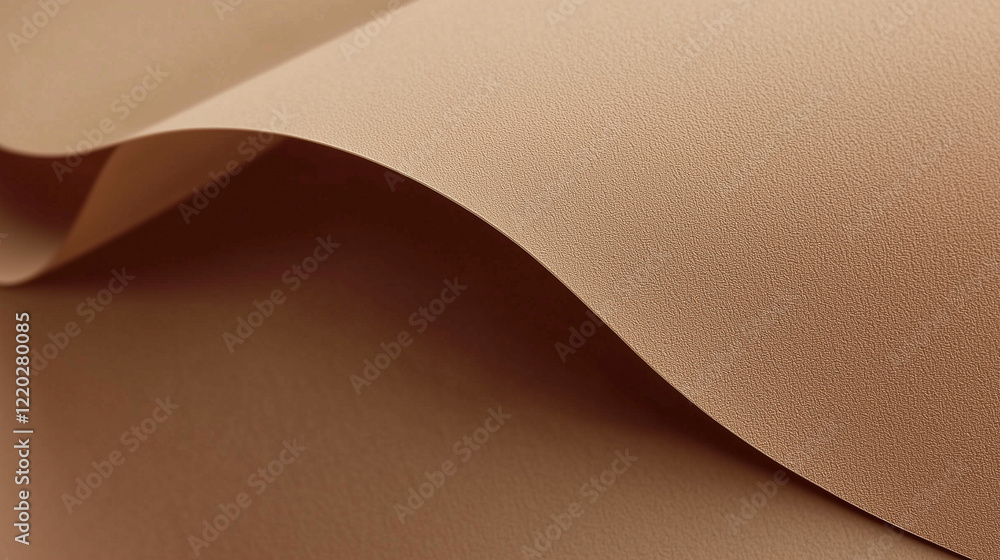 Poster minimalist close-up of textured brown paper with three-dimensional wavy folds. warm earthy tones and
