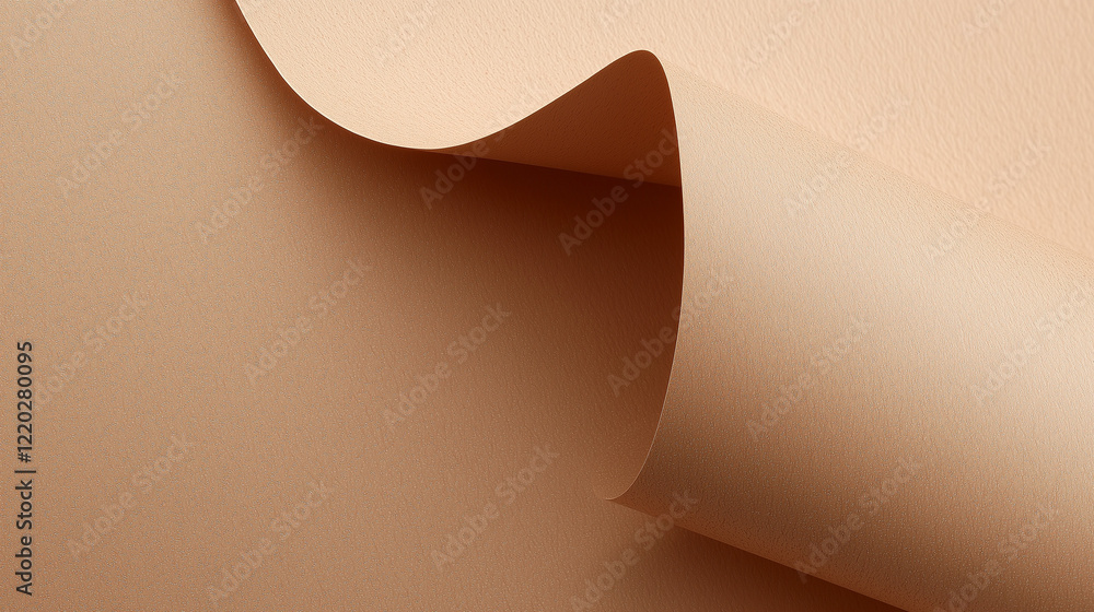 Poster minimalist close-up of textured brown paper with three-dimensional wavy folds. warm earthy tones and