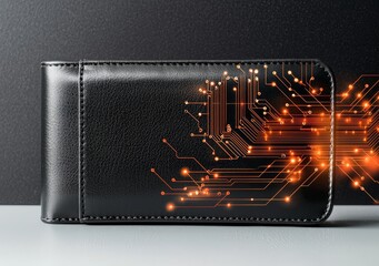 Futuristic Leather Wallet with Circuit Board Design
