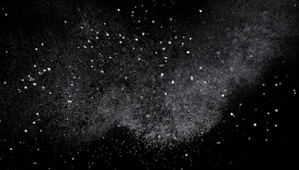 White particles black isolated, Cosmic Dust Cloud, Abstract Starry Night Texture