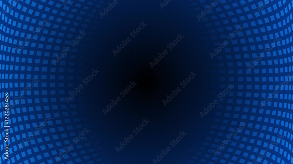 Poster royal blue color rotating square shapes 3d tunnel with blank space modern design loop able geometric