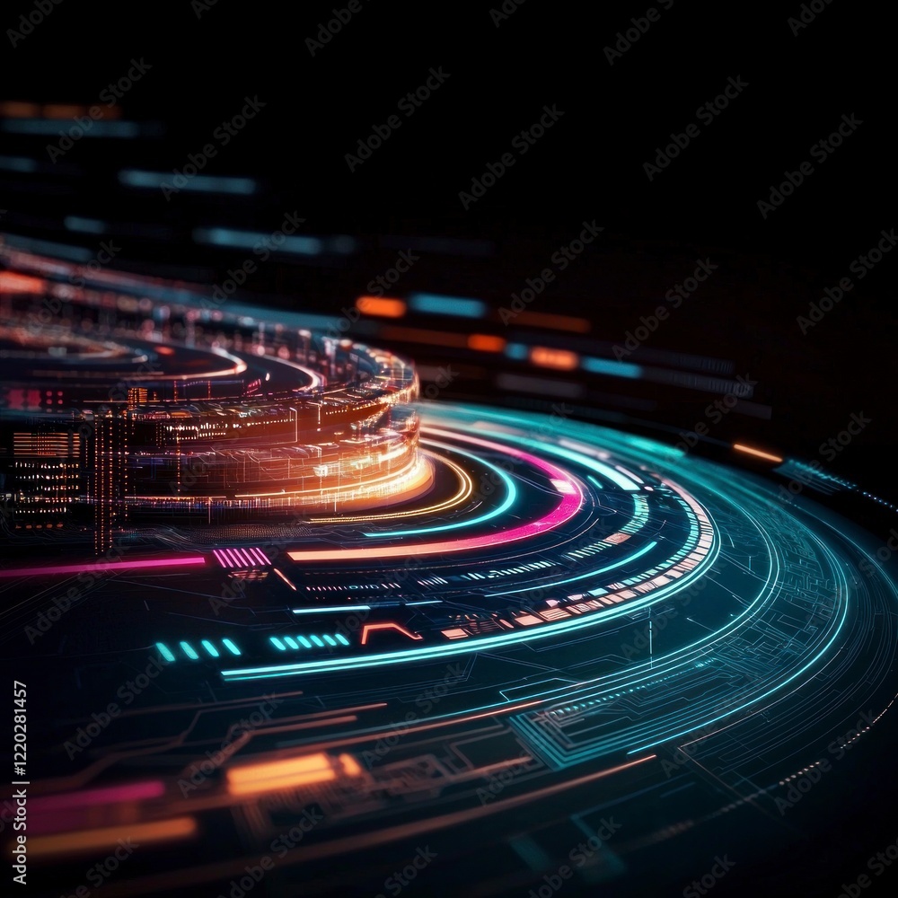 Poster futuristic tech hud interface abstract digital network background