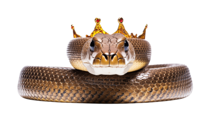 Majestic Snake with Golden Crown Regal Animal Image isolated on transparent background