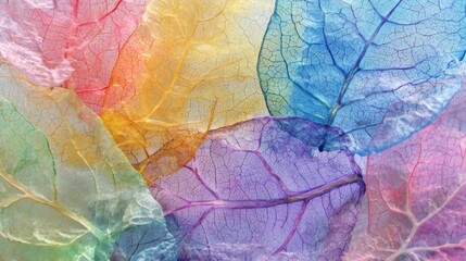 Colorful Skeleton Leaves, Close-up, Background Texture