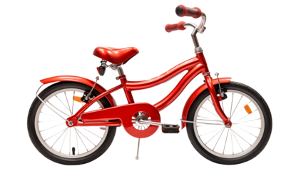 Red Childrens Bicycle  isolated on transparent background Studio Shot