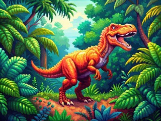 Drone footage reveals a pixelated dinosaur jungle arcade gameâ€”8-bit retro gaming at its finest.