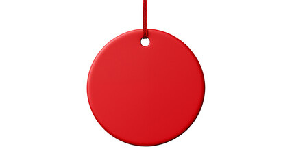 Red Circle Tag Hanging Mockup for Branding isolated on transparent background