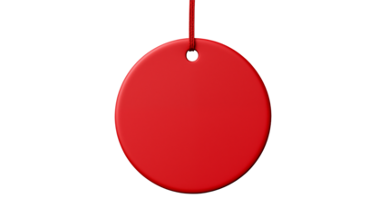 Red Circle Tag Hanging Mockup for Branding isolated on transparent background