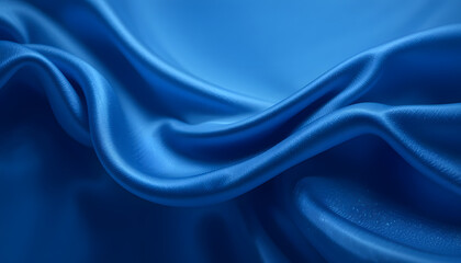 Obraz premium Luxurious Blue Satin Silk Texture in 4K Resolution, Featuring Soft Flowing Waves for Fashion, Interior, and High-End Design Projects.