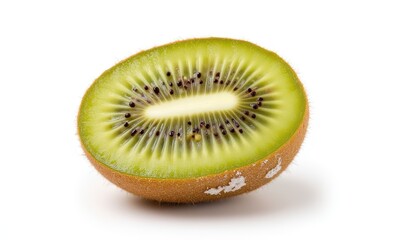 Fresh kiwi fruit half on white background