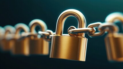 Interconnected Padlocks on a Chain Representing Security and Protection