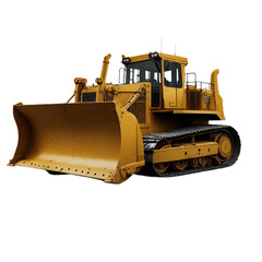 Fototapeta premium yellow bulldozer excavator with transparent background PNG and JPEG image 
