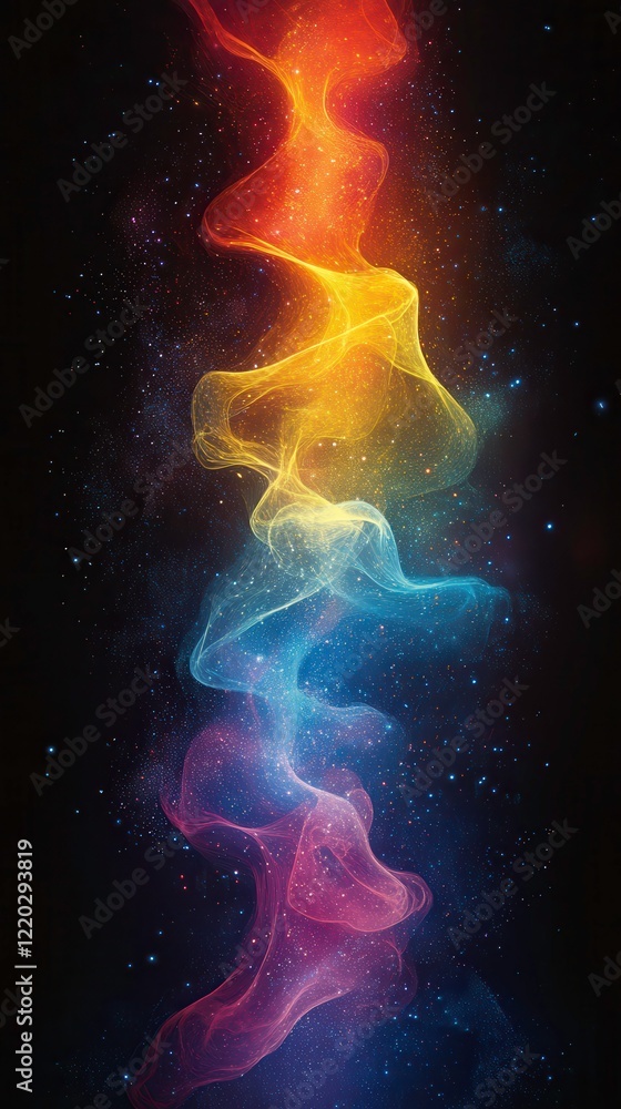 Poster visual representation of the electromagnetic spectrum with vibrant colors. generative ai