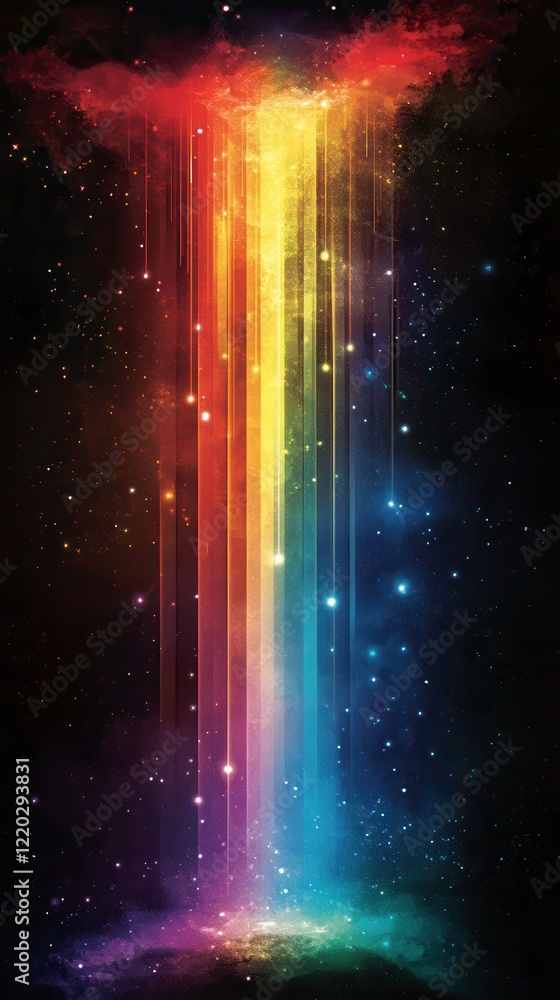 Poster visual representation of the electromagnetic spectrum showcasing various wavelengths and colors. gen