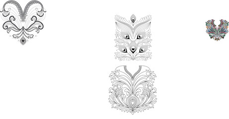 line ambrotes work .Detailed Zentangle Peacock Eye Pattern, Decorative Vector Illustration